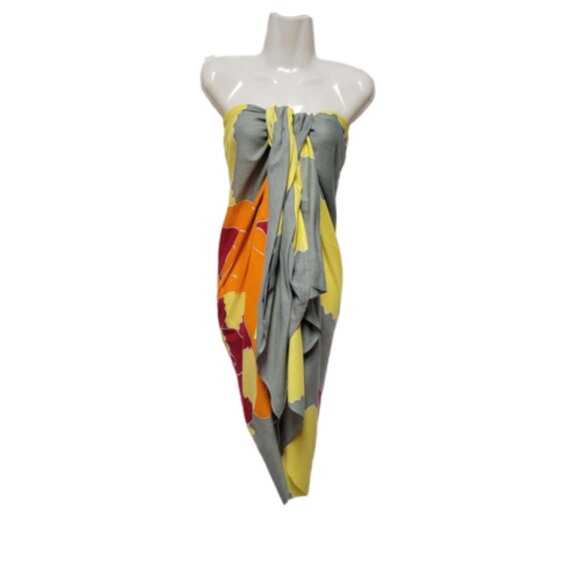 Womens Sarong Pareo Cotton Wrap HandPainted Batik Wrapskirt Beachwear -NEW - Picture 2 of 5